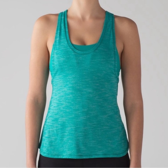 Lululemon Glide And Stride Tank Heathered Viridian Green Size 8 - Picture 2 of 7
